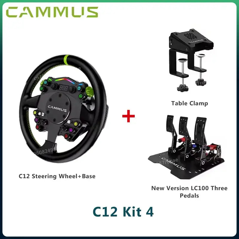 CAMMUS C12 with LC100 pedals kit C12 Direct Drive Steering Wheel Global First includes two T-shaped base flanges Deals 4 U  Gaming Accessories Deals 4 U