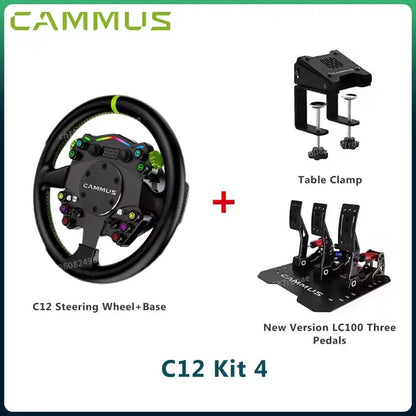 CAMMUS C12 with LC100 pedals kit C12 Direct Drive Steering Wheel Global First includes two T-shaped base flanges Deals 4 U  Gaming Accessories Deals 4 U