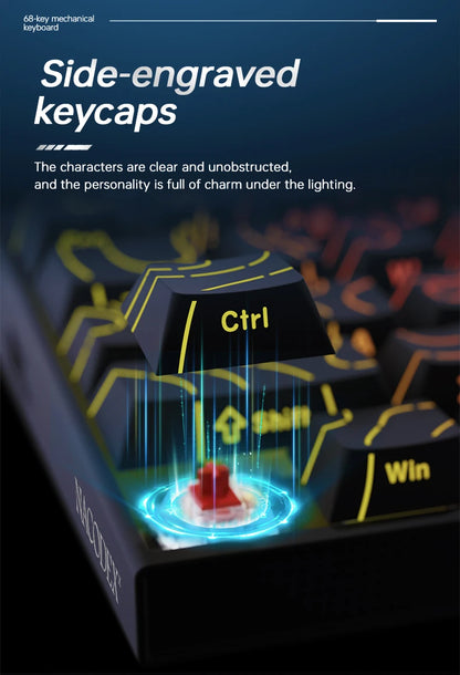 New Ajazz Nacodex Nk68 Mechanical Keyboard Terrain Keycap Rgb Light Bar 68-Key Wired Gaming Office Wired Connect Keyboard