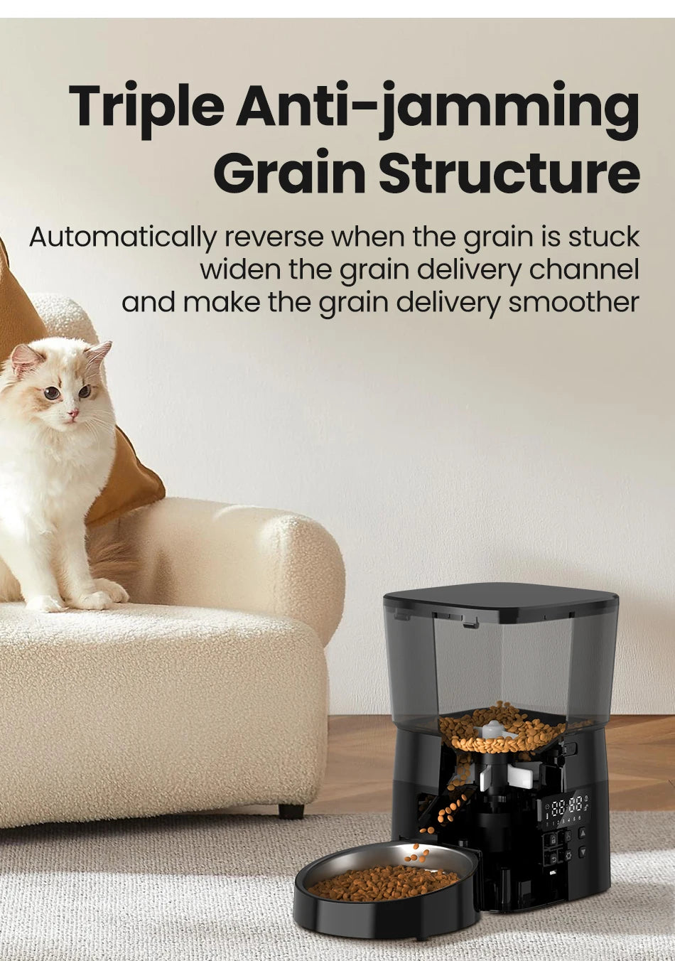 ROJECO Automatic Pet Feeder Button Version Auto Cat Food Dispenser Accessories Smart Control Pet Feeder For Cats Dog Dry Food Deals 4 U  Automatic Pet Feeder Deals 4 U