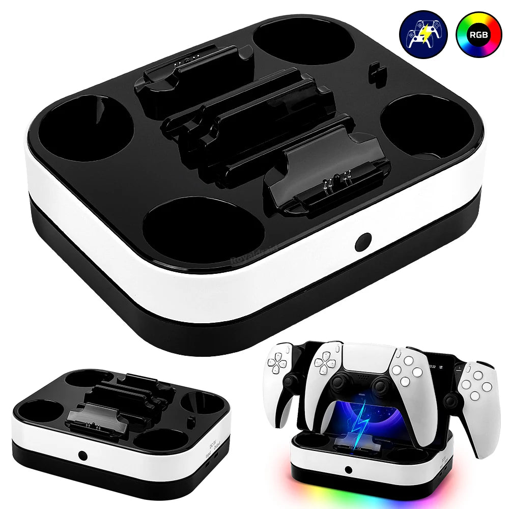 NEW For PS5 Controller Charger Stand LED Indicator & RGB Light Dual Charging Dock for PS5 Controller & PS Portal Games Accessori