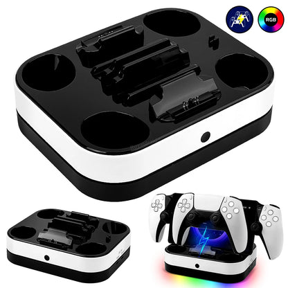 NEW For PS5 Controller Charger Stand LED Indicator & RGB Light Dual Charging Dock for PS5 Controller & PS Portal Games Accessori