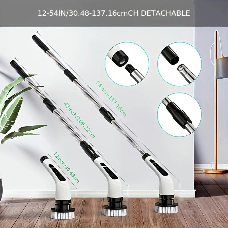 9 in 1 Multifunctional Handheld Electric Cleaning Brush With Telescopic Function, Bathroom Floor And Kitchen Cleaning Tool Deals 4 U   Deals 4 U