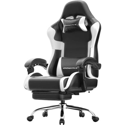Ergonomic Gaming Chair with Footrest, Massage Lumbar Support, Adjustable Height & Headrest Pillow, Customized Deals 4 U  Gaming Accessories Deals 4 U