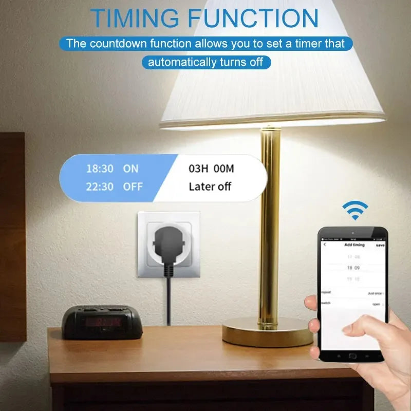 Tuya Smart Socket EU16A/20A Wifi Smart Plug With Power Monitoring Smart Life APP Remote Control Support Google Assistant Alexa Deals 4 U   Deals 4 U