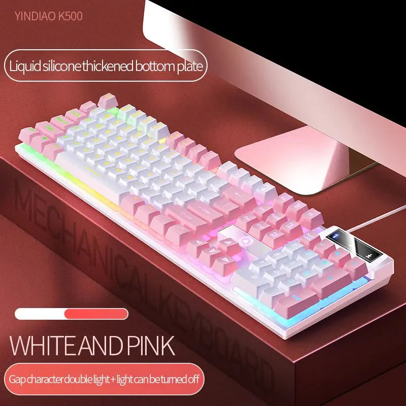 104 Keys Gaming Keyboard Wired Keyboard Color Matching Backlit Mechanical Feel Computer E-sports Peripherals for Desktop Laptop Deals 4 U  Gaming Accessories Deals 4 U