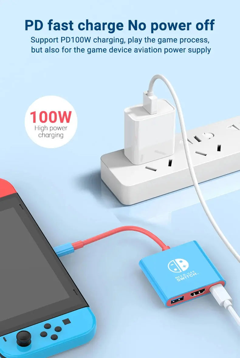 3 In 1 USB C HUB Type C to HDMI 4K with PD 100W Fast Charging USB 3.0 Docking Station for Switch MacBook Laptop Computer Phone Deals 4 U  Console Accessories Deals 4 U