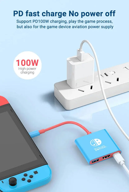3 In 1 USB C HUB Type C to HDMI 4K with PD 100W Fast Charging USB 3.0 Docking Station for Switch MacBook Laptop Computer Phone Deals 4 U  Console Accessories Deals 4 U