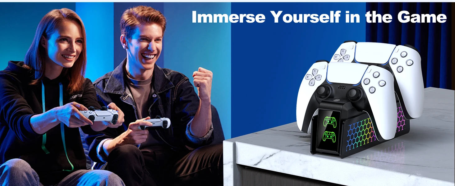 For PS5 Controller Charger DualSense Charging Station Dual Charging Dock Charger Stand for PlayStation5 Wireless Game Controller Deals 4 U   Deals 4 U