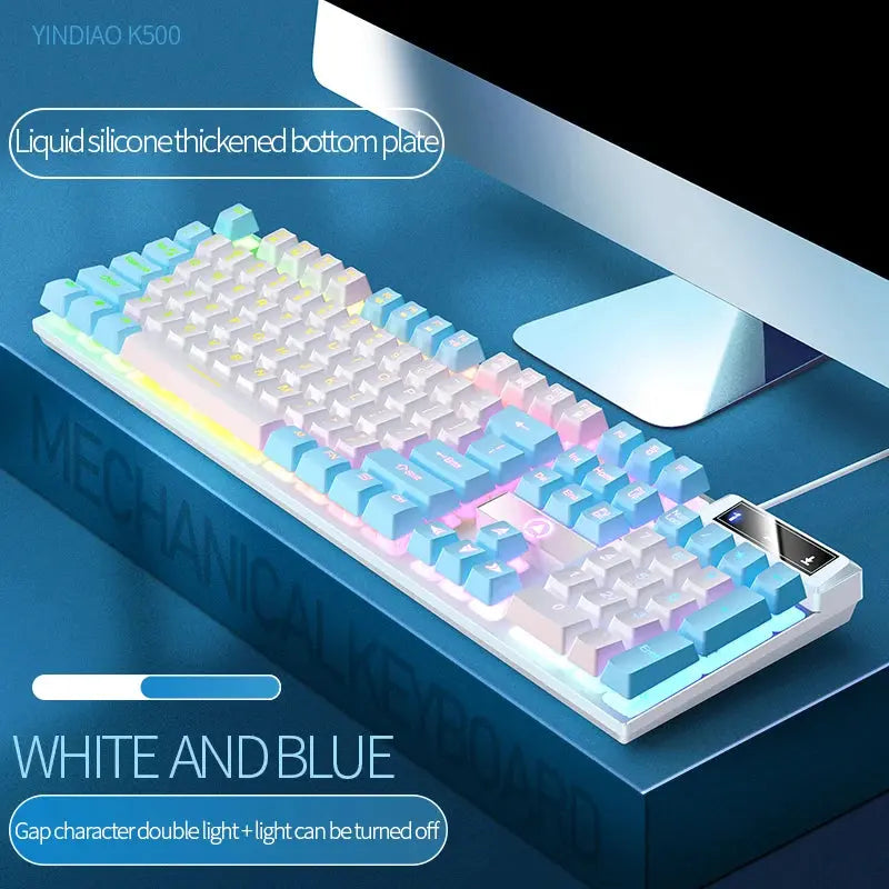 104 Keys Gaming Keyboard Wired Keyboard Color Matching Backlit Mechanical Feel Computer E-sports Peripherals for Desktop Laptop Deals 4 U  Gaming Accessories Deals 4 U