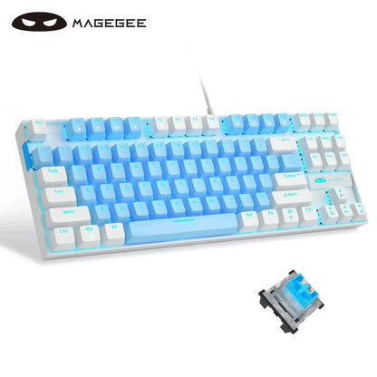 MageGee 75% Mechanical Gaming Keyboard, Blue Switch, LED Blue Backlit, 87 Keys Compact TKL Wired Keyboards for Windows Laptop PC Deals 4 U  Gaming Accessories Deals 4 U