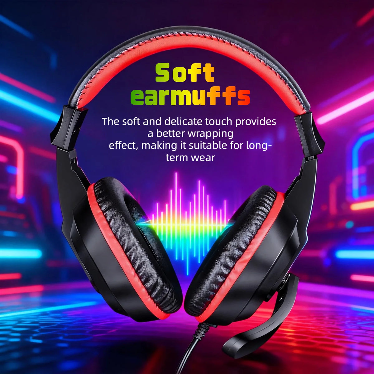 RGB Wired Gaming Headset with Microphone, USB & 3.5mm Over‑Ear Headphones for PC Laptop PS4 PS5 Mobile, Adjustable Noise‑Cancelling Mic, Surround Stereo Sound, Comfortable Headset for Gaming, Office, Study & Daily Use