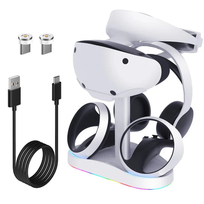 Controller Charging Dock for PS5 VR2 Charging Station with VR Headset Holder Display Stand PS VR2 Controller Charger for PS VR2 Deals 4 U  Console Accessories Deals 4 U