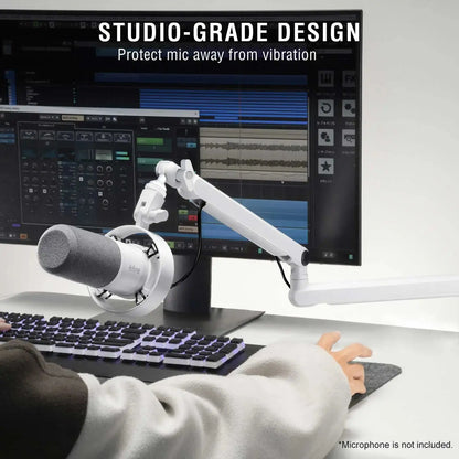 FIFINE Microphone Boom Arm, Adjustable Low Profile Mic Arm with Desk Mount Clamp,Cable Storage for Streaming Gaming-White BM88W Deals 4 U  Streaming Equipment Deals 4 U