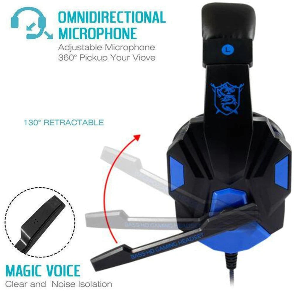 Wired Gaming Headphone PS4/PS5/Xbox/Smartphone/PC Headset 120° Adjustable Gamer Headset with Noise Cancelling Microphone Deals 4 U   Deals 4 U