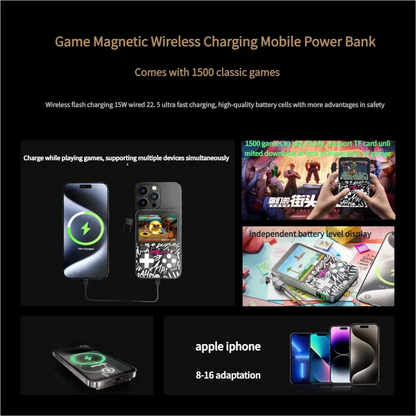 Mini Game Console Thin Magnetic Wireless Power Bank 5000mAh Portable Fast Charging External Battery For iPhone 16 Samsung Deals 4 U  Mobile Gaming Deals 4 U