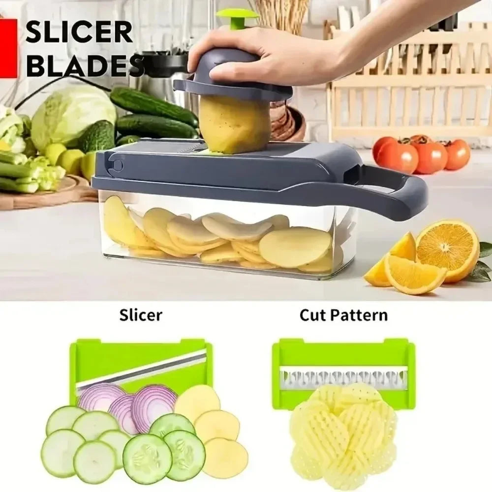 Multifunctional Vegetable Chopper Handle Food Grate Food Chopper Vegetable Slicer Dicer Cut 14/16 in 1 Kitchen Items Cocina Deals 4 U   Deals 4 U