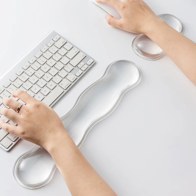 Ergonomic Silicone Gel Keyboard and Mouse Wrist Rest Set Clear Wrist Rest for Keyboard 60%/68%/75%