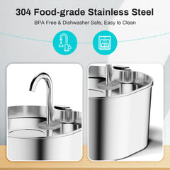 ZYFeeder 2.2L Automatic Cat Water Fountain Square Stainless Steel Pet Water Feeder Dog Water Fountain with window（No 5V 1A Plug） Deals 4 U   Deals 4 U