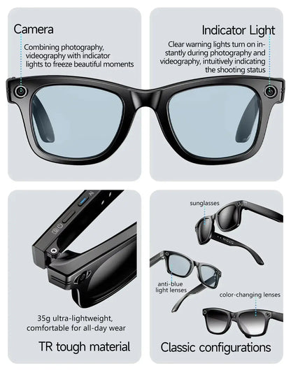 W610 AI Smart Glasses with Video Camera 800W Outdoor Sunglasses Wi-Fi Transfer BT Calling Audio Record Smart Wearable Headset Deals 4 U  Gaming Accessories Deals 4 U