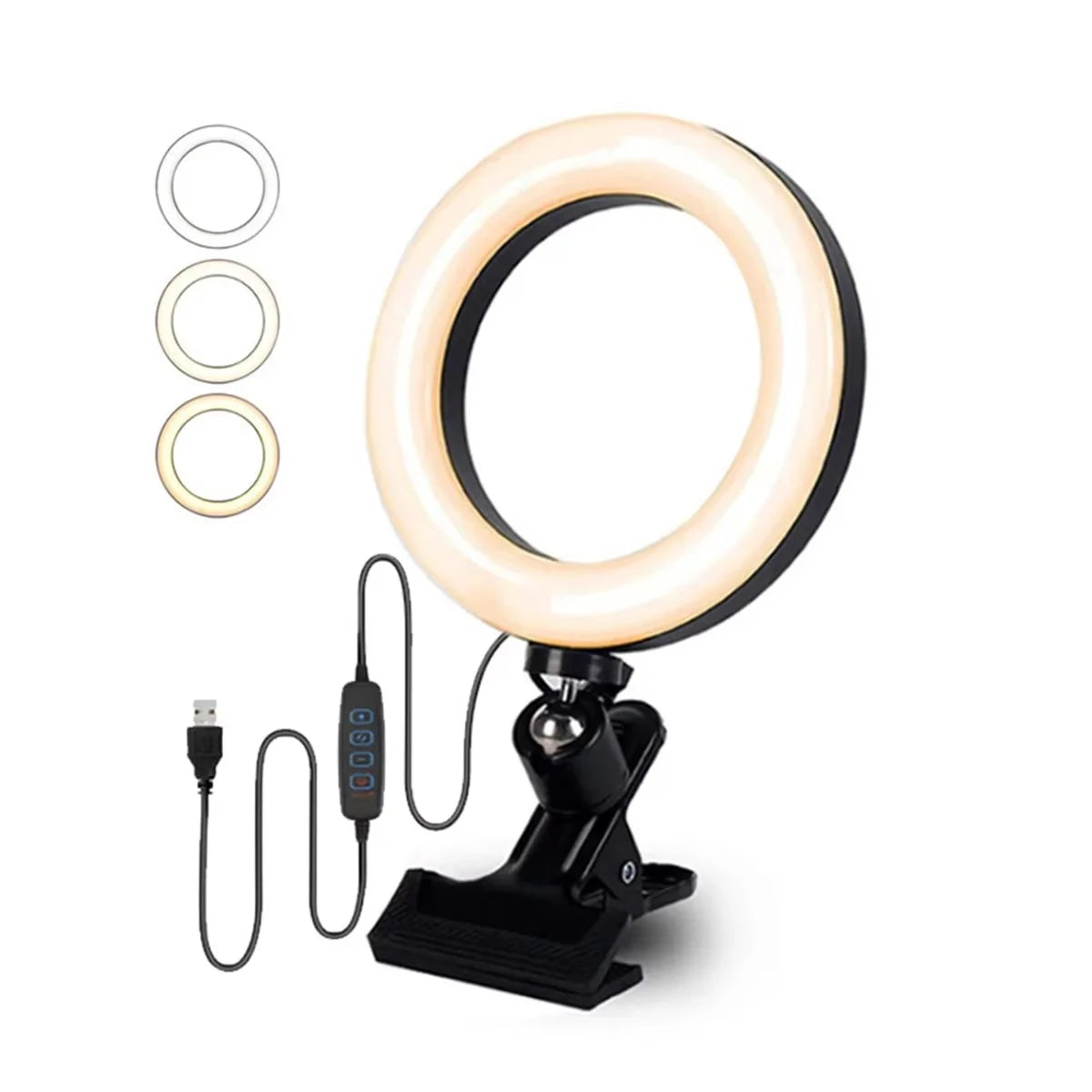 Clip-on ring light lighting kit, phone selfie light, 3-stop webcam, photography accessories, auto projection, 6-inch fill light Deals 4 U  Streaming Equipment Deals 4 U