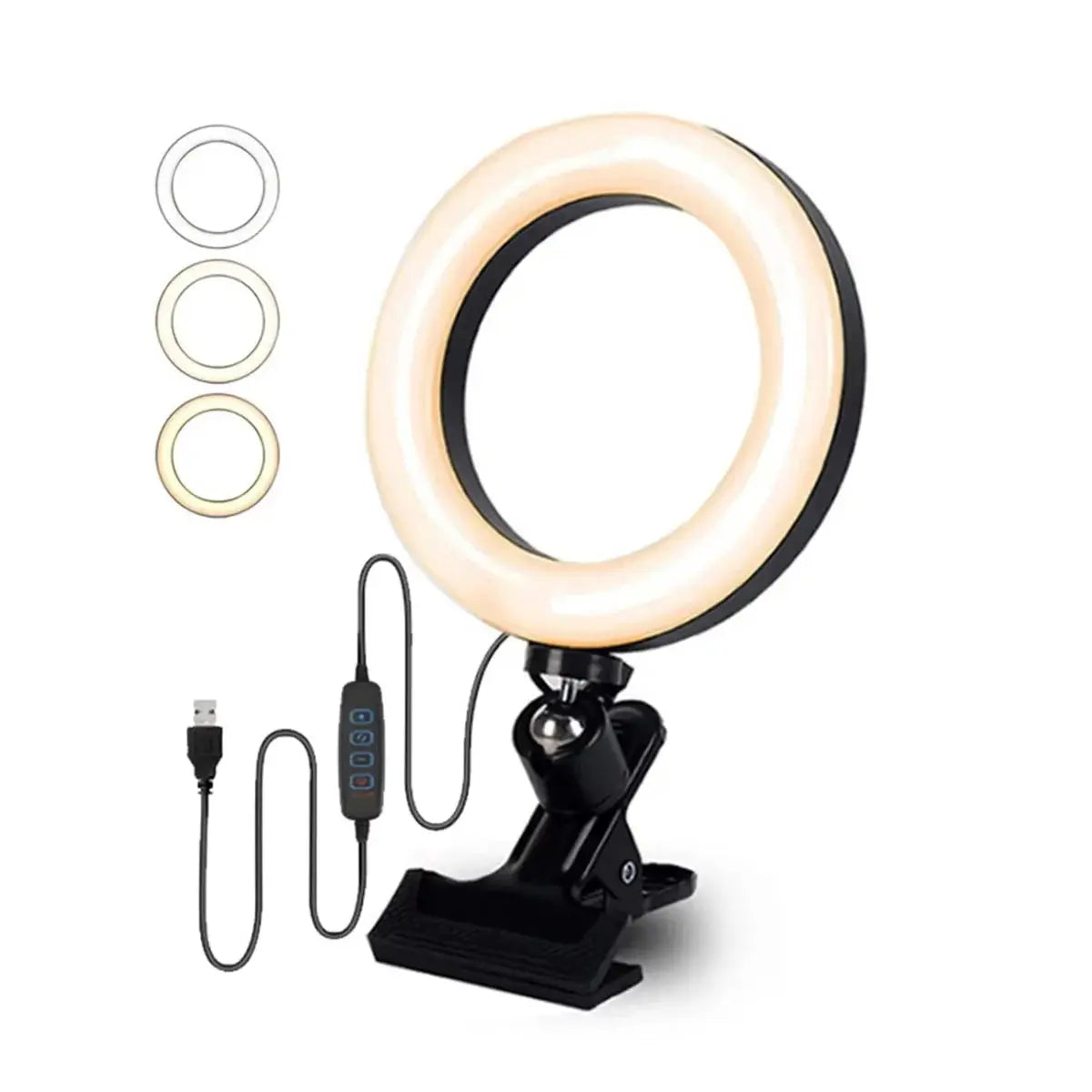 Clip-on ring light lighting kit, phone selfie light, 3-stop webcam, photography accessories, auto projection, 6-inch fill light Deals 4 U  Streaming Equipment Deals 4 U