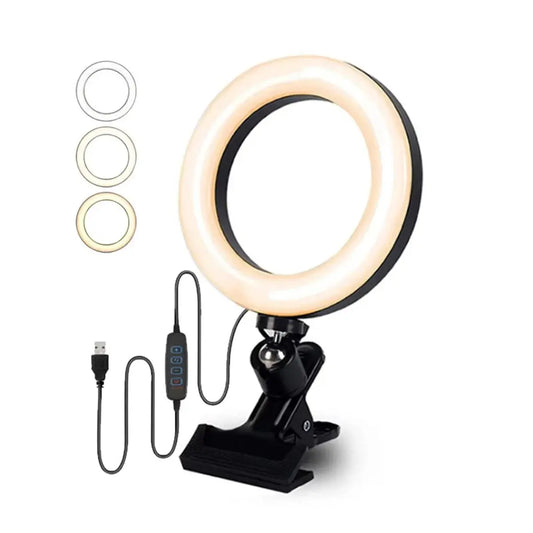 Clip-on ring light lighting kit, phone selfie light, 3-stop webcam, photography accessories, auto projection, 6-inch fill light Deals 4 U  Streaming Equipment Deals 4 U