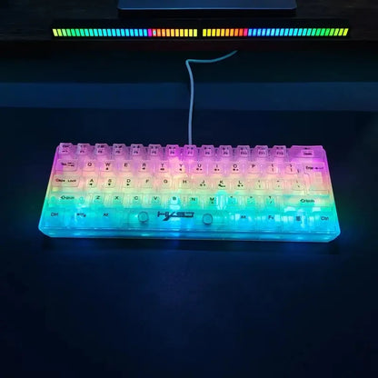 HXSJ 60% Wired Transparent Gaming Keyboard, RGB Backlit Ultra-Compact Waterproof Small Compact 61 Keys Keyboard for PC/Mac