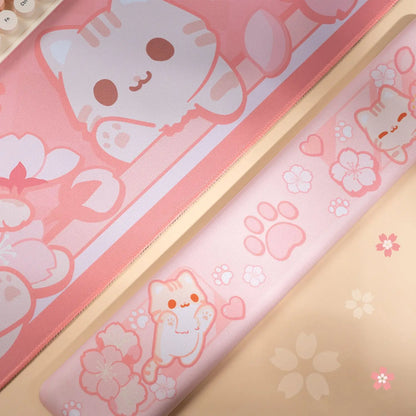 Wrist Rest Keyboard Sakura Cat Computer Desk Accessories Desk Mat Gamer Table for Pc Gaming Setup Mause Ped Pc Gamer Complete