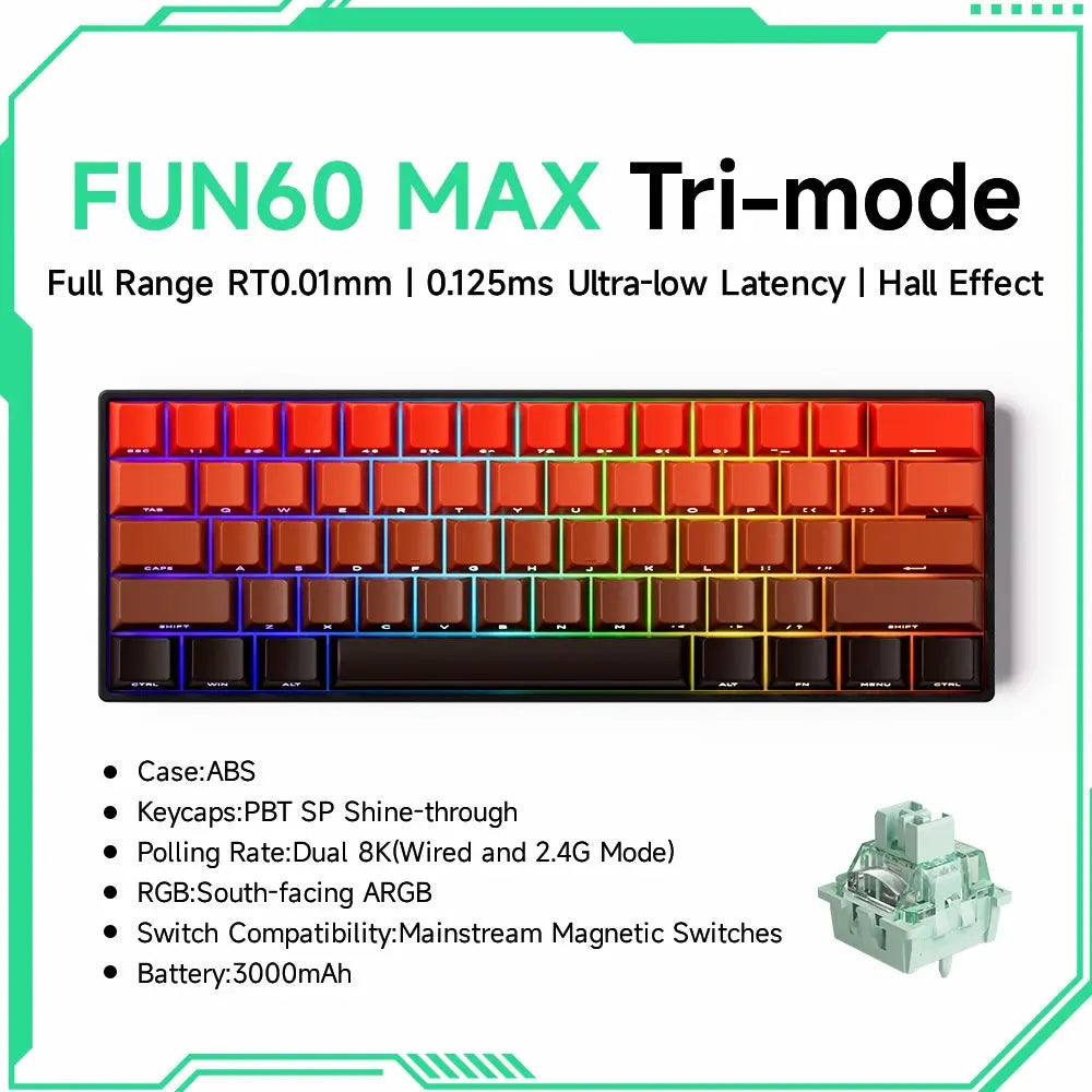 Akko MonsGeek FUN60 PRO&MAX HE Machanical Keyboard Magnetic Switch 60% Esports Gaming Keyboard Rapid Trigger 8K Custom Keyboard Deals 4 U  Gaming Accessories Deals 4 U