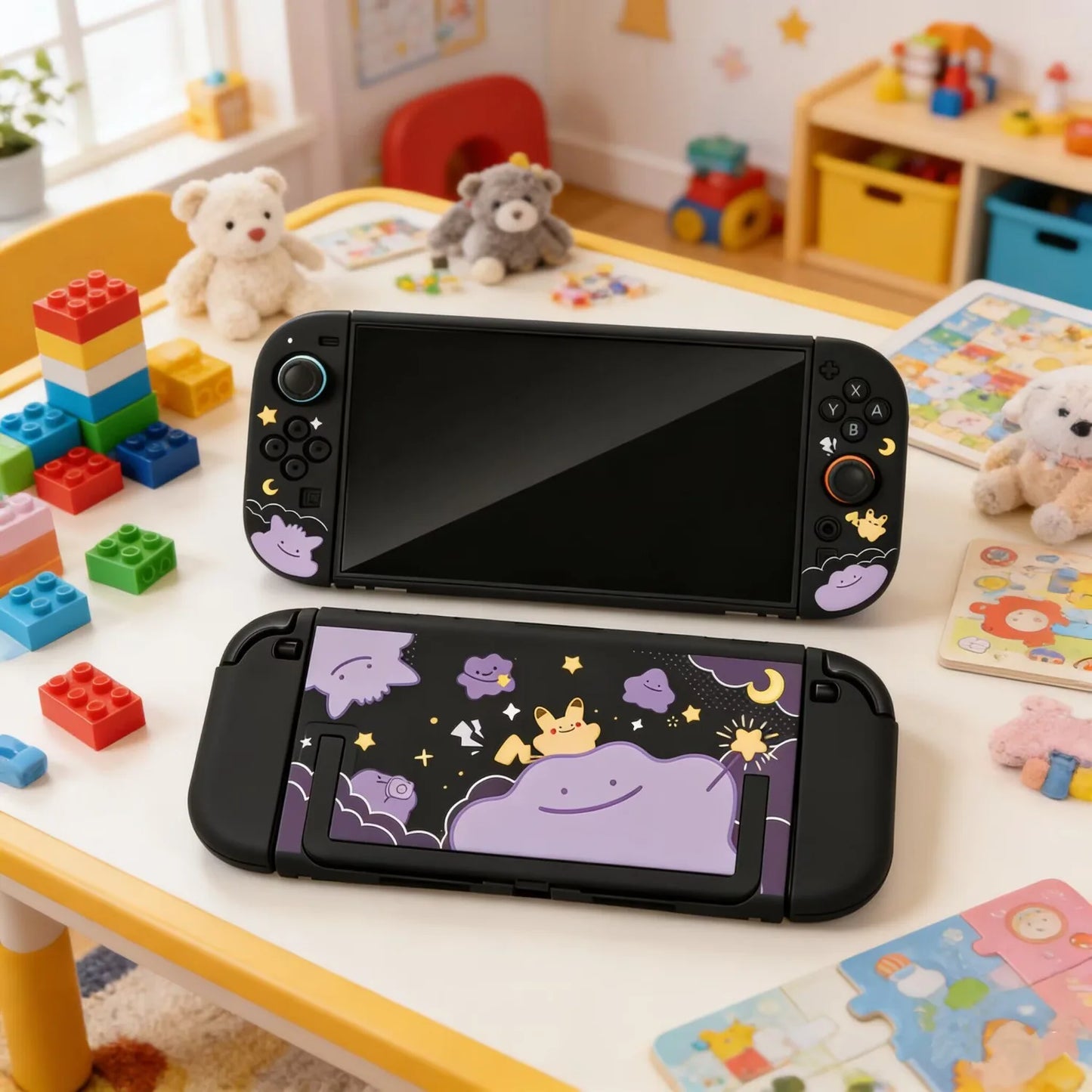 Cartoon Switch 2 Protective Case for Nintendo Switch 2 Glitter Purple Customize Joy-Con Console Case Can be inserted Dock Cover