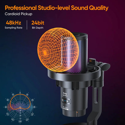 COMICA Uni Pro Wireless USB Gaming Microphone for PC Laptop Smartphone Noise Cancellation Condenser Mic with RGB Lights Deals 4 U  Streaming Equipment Deals 4 U
