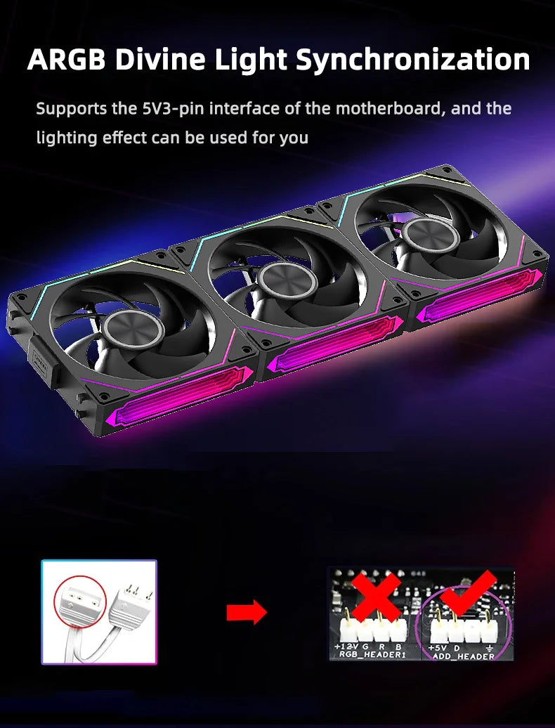 Coolcirc DL-2 120mm ARGB Cooling Fan Modular Wireless Stackable Splicing 800-2000RPM PWM Silent for Gaming PC Case Water Cooler