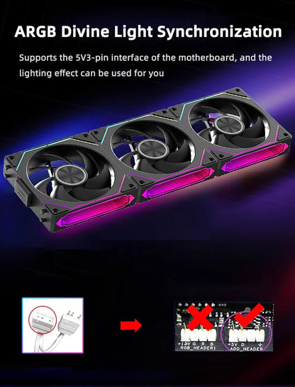 Coolcirc DL-2 120mm ARGB Cooling Fan Modular Wireless Stackable Splicing 800-2000RPM PWM Silent for Gaming PC Case Water Cooler