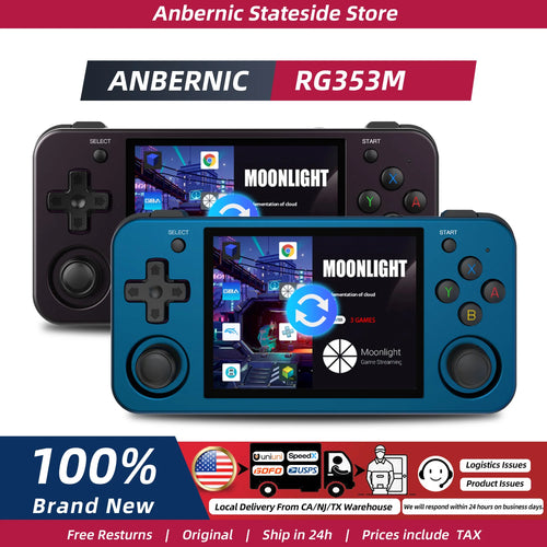 ANBERNIC RG353M Handheld Game Console 3.5 Inch Multi-touch Screen Dual OS Aluminum Alloy Shell HDMI-compatible WIFI Gaming Video Player