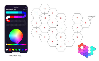8/12/20 PCS Smart Hexagon Wall Light Color Changing Ambient Hexagonal Lights Night DIY Music Sync MeRGBW APP Games Room Bedroom Deals 4 U  RGB Hexagon Wall Lights Deals 4 U