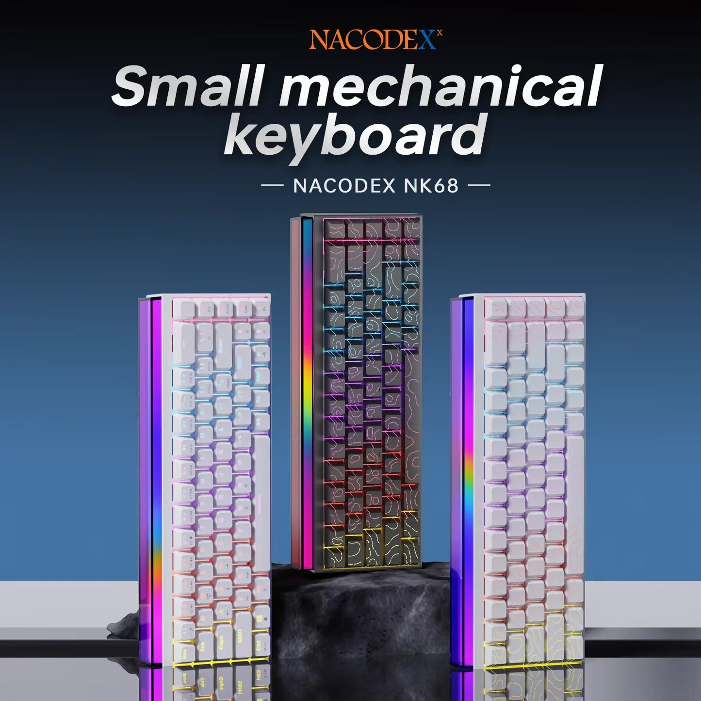New Ajazz Nacodex Nk68 Mechanical Keyboard Terrain Keycap Rgb Light Bar 68-Key Wired Gaming Office Wired Connect Keyboard