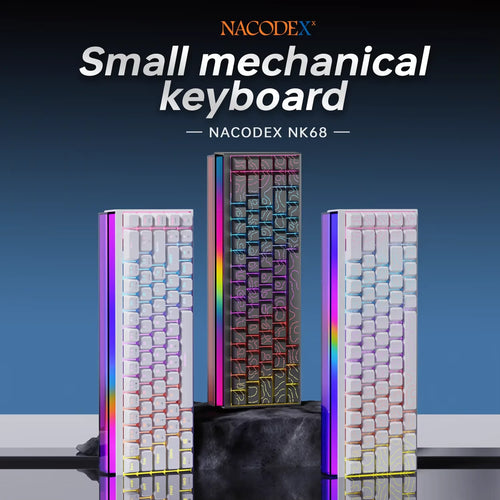 New Ajazz Nacodex Nk68 Mechanical Keyboard Terrain Keycap Rgb Light Bar 68-Key Wired Gaming Office Wired Connect Keyboard