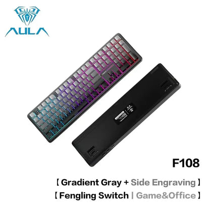 AULA F108Pro/F108 Wireless Bluetooth tri-mode connection, multi-functional display, Gasket structure, RGB lighting effects Deals 4 U  Streaming Equipment Deals 4 U