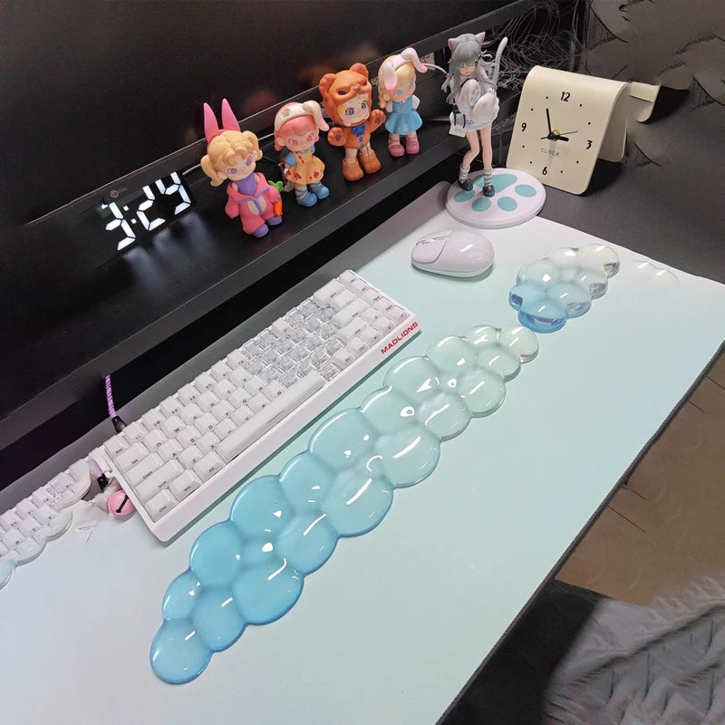Ergonomic Cloud Silicone Wrist Rest Pad, Soft Comfort Wrist Support Cushion for Keyboard Mouse, Gaming Office Laptop PC