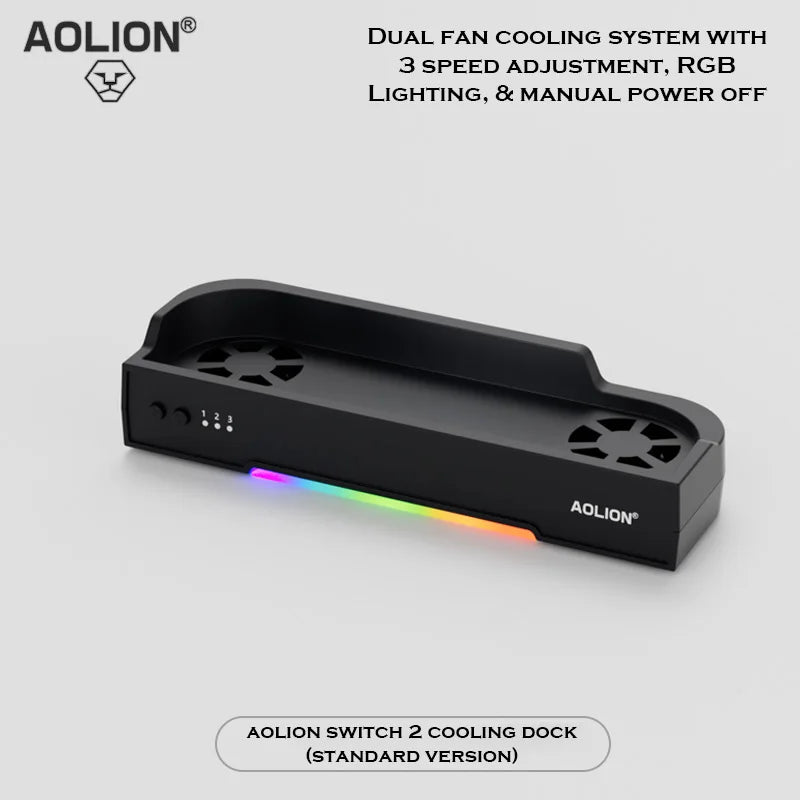 Aolion For Switch 2 Dock RGB Cooling Fan Portable HUB Expansion base Wall Mount With NGC For Switch 2 Accessories Deals 4 U   Deals 4 U