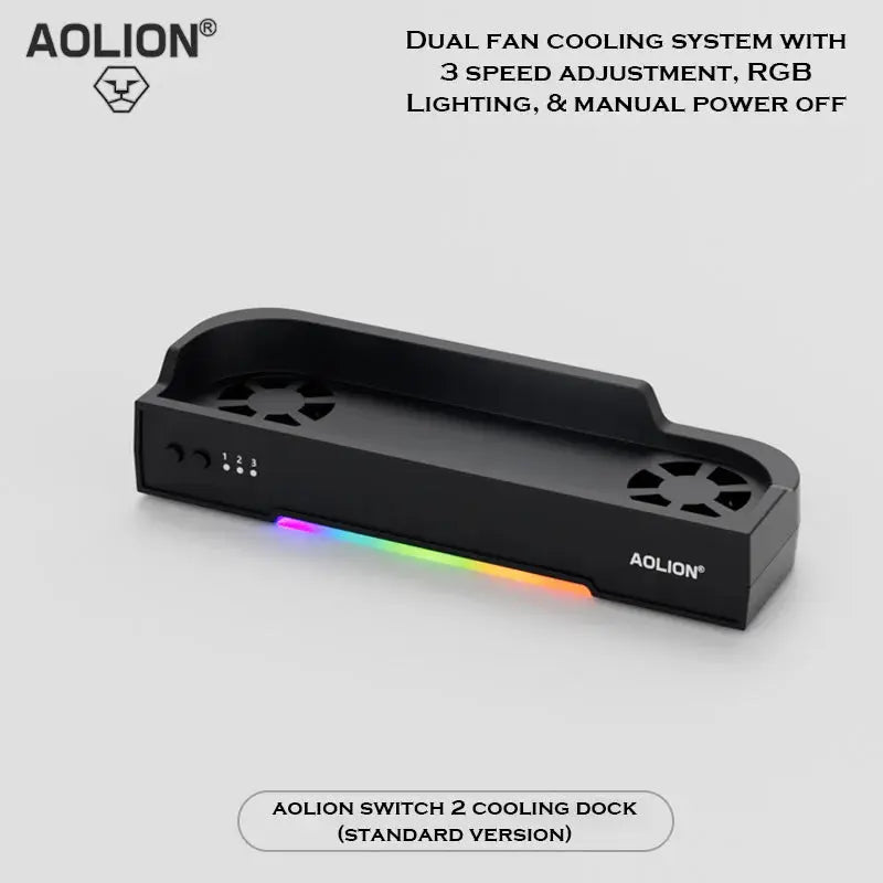 Aolion For Switch 2 Dock RGB Cooling Fan Portable HUB Expansion base Wall Mount With NGC For Switch 2 Accessories Deals 4 U  Console Accessories Deals 4 U