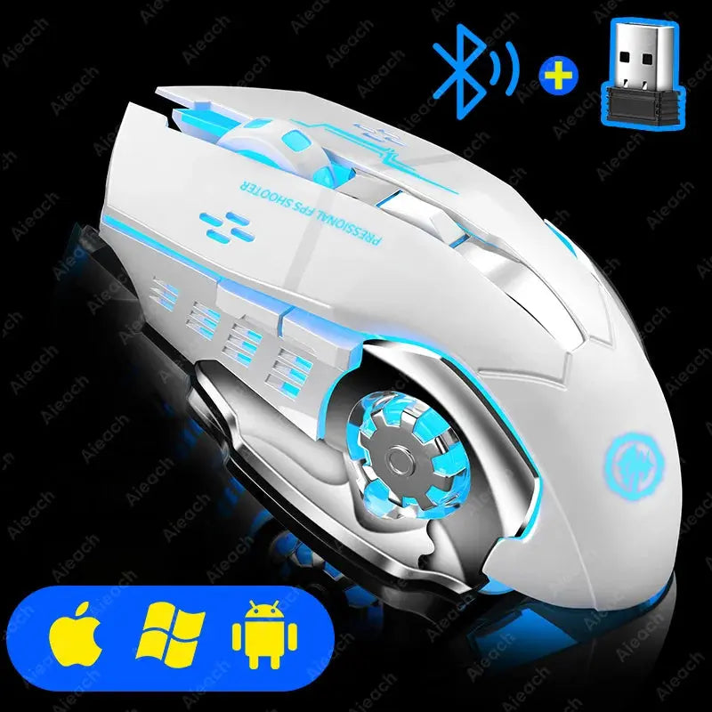 Rechargeable Wireless Mouse Gaming Computer Silent Bluetooth Mouse USB Mechanical E-Sports Backlight PC Gamer Mouse For Computer Deals 4 U  Gaming Accessories Deals 4 U