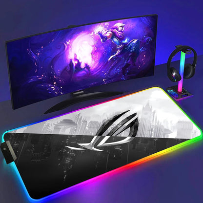 ROG ASUS Mouse Pad RGB Gamer Desk Mat Led Back Light Mousepad Setup Gaming Accessories Deskmat Big Colorful Mousepepad Backlight
