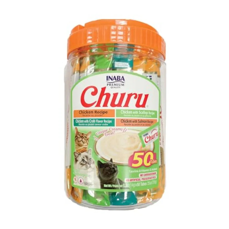 Churu Cat Treats Grain-Free Lickable Squeezable Creamy Purée Cat Treat/Topper with Vitamin E and Taurine Each 0.5 Ounce Pack of Deals 4 U   Deals 4 U