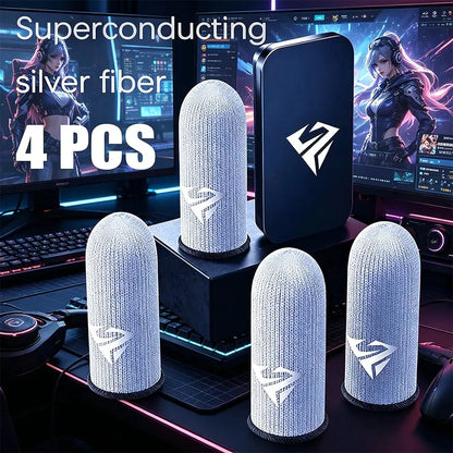 Pair Gamer Finger Sleeves for Mobile Gaming Sweatproof Breathable Silver Fiber Finger Covers  Anti-Slip Touch Screen Fingertips Deals 4 U  Mobile Gaming Deals 4 U