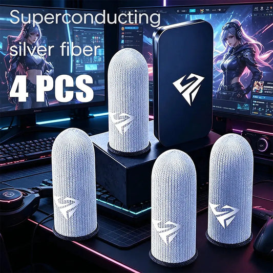 Pair Gamer Finger Sleeves for Mobile Gaming Sweatproof Breathable Silver Fiber Finger Covers  Anti-Slip Touch Screen Fingertips Deals 4 U  Mobile Gaming Deals 4 U
