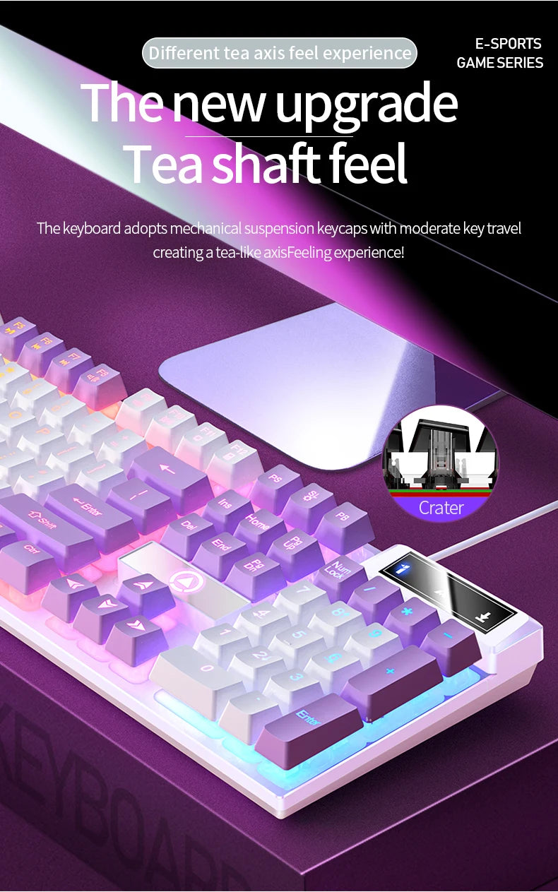 104 Keys Gaming Keyboard Wired Keyboard Color Matching Backlit Mechanical Feel Computer E-sports Peripherals for Desktop Laptop Deals 4 U   Deals 4 U