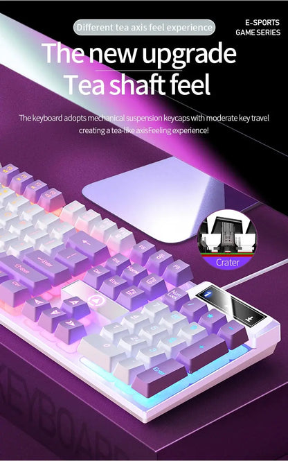 104 Keys Gaming Keyboard Wired Keyboard Color Matching Backlit Mechanical Feel Computer E-sports Peripherals for Desktop Laptop Deals 4 U  Gaming Accessories Deals 4 U