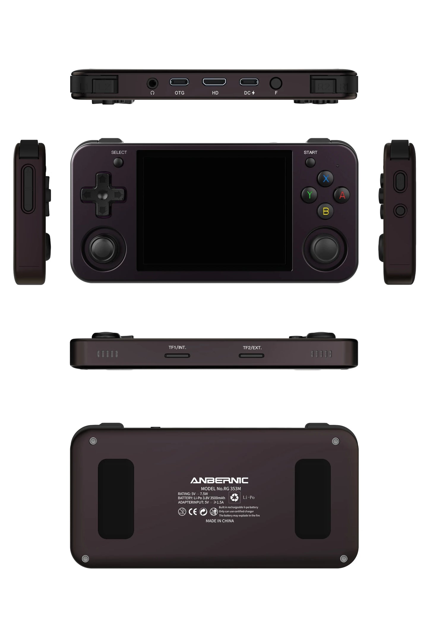 ANBERNIC RG353M Handheld Game Console 3.5 Inch Multi-touch Screen Dual OS Aluminum Alloy Shell HDMI-compatible WIFI Gaming Video Player